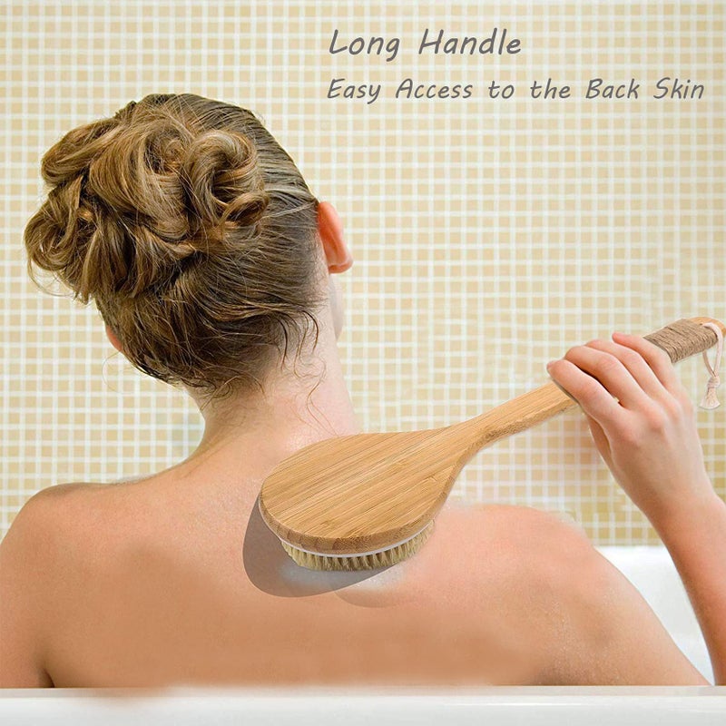 TEMEAYE Dry Brushing Body Brush Sets Wooden Handle Combined with Medium Strength Natural Bristles Gentle Exfoliator Remove Cellulite Lymphatic Drainage Makes The Skin of The Entire Body Softer - Image 4